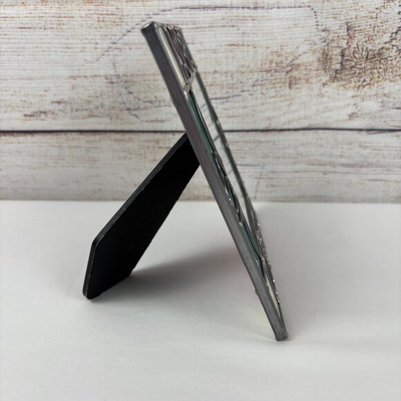 Leaded Stained Glass Photo Frame 3.5 x 3.5" Pink Green Vintage 90's - Picture 4 of 6